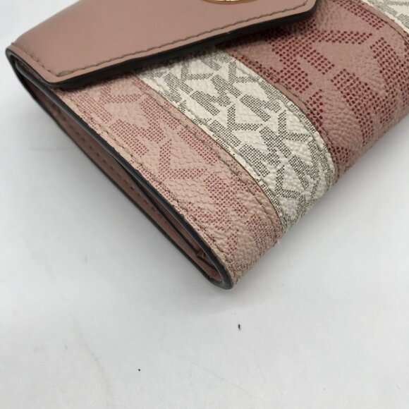 Michael Kors Carmen Ballet Pink Coated Canvas & Leather Trifold Wallet - Picture 9 of 10